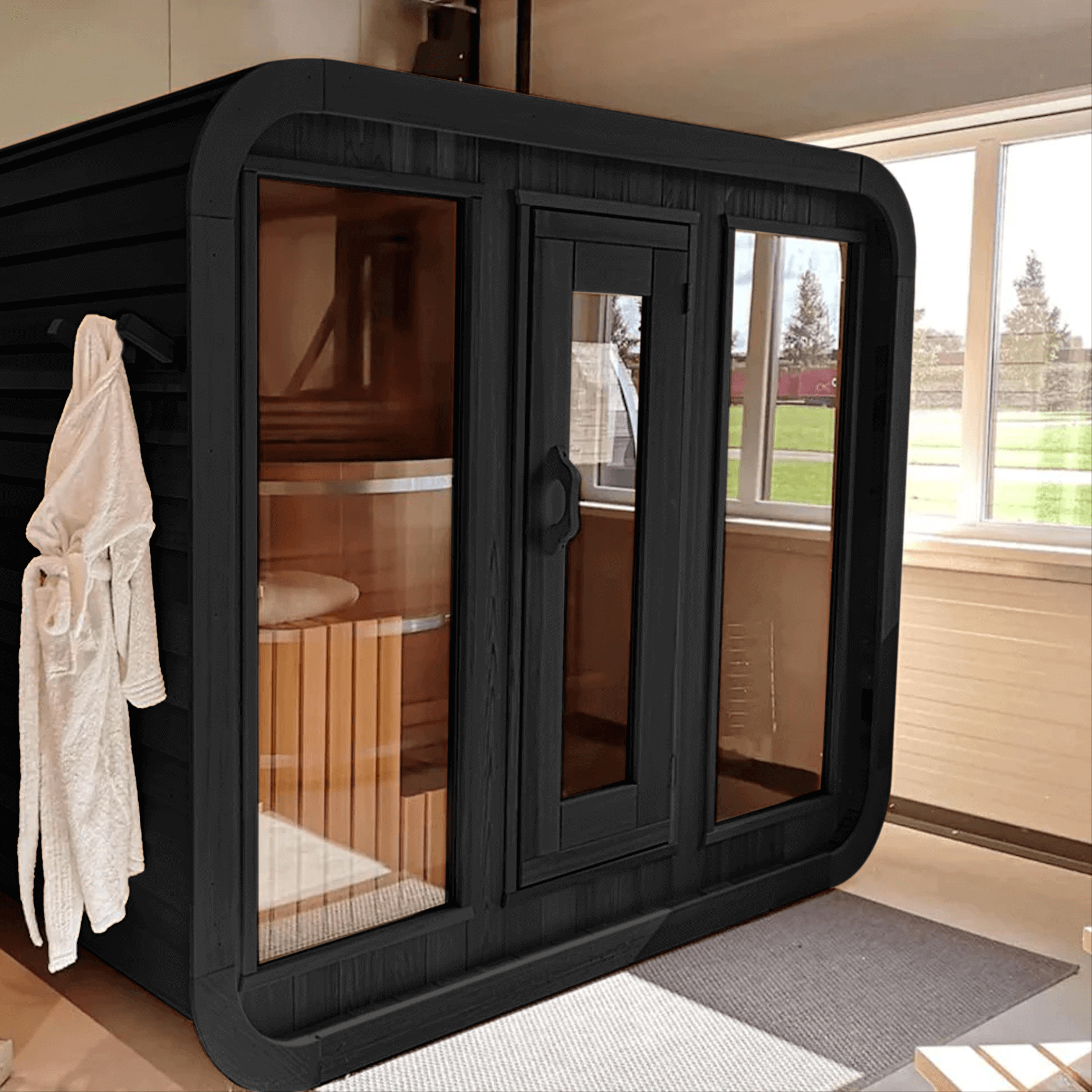 Sun Home Saunas Muskoka Outdoor Cube Sauna [Limited Black Edition] - Easy Sauna World