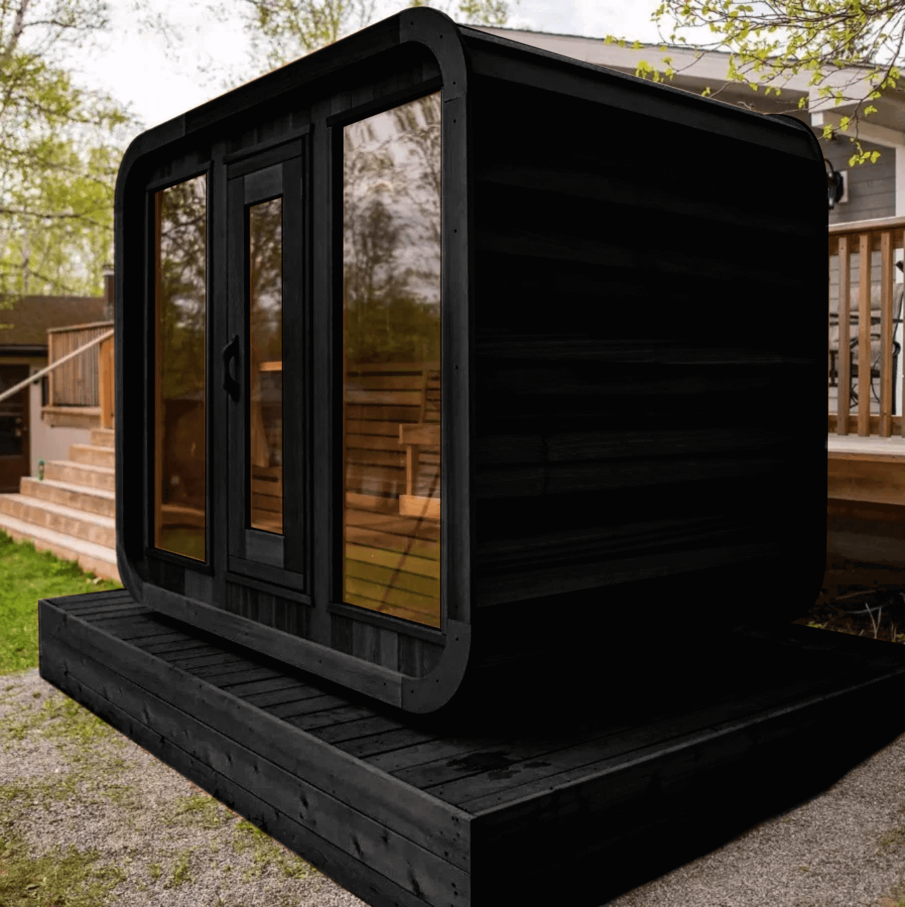 Sun Home Saunas Muskoka Outdoor Cube Sauna [Limited Black Edition] - Easy Sauna World