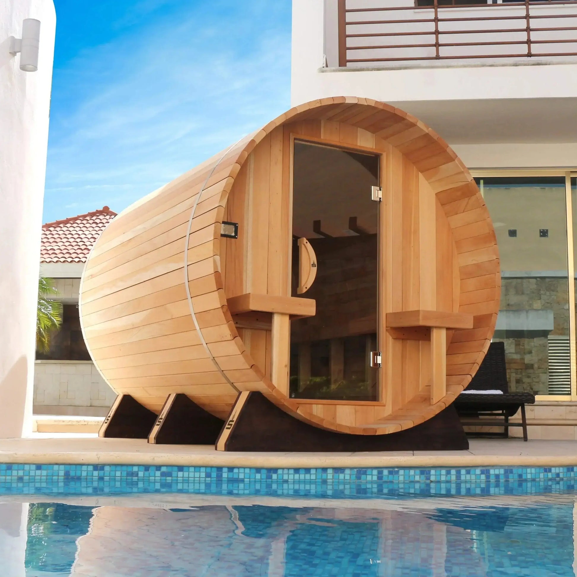 Electric Barrel Sauna with Canopy - Easy Sauna World