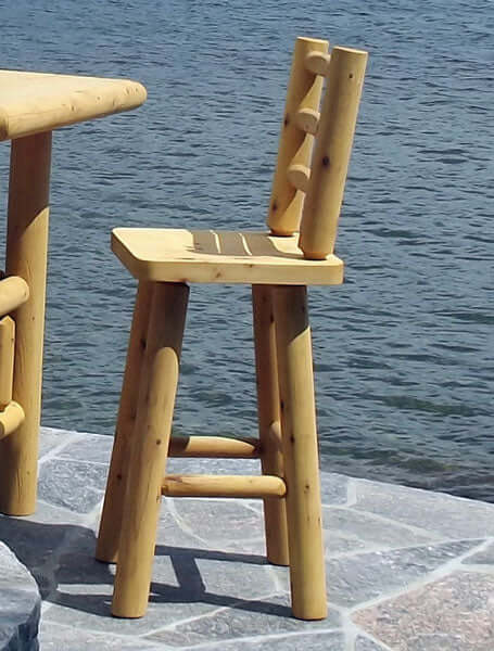 Dundalk LeisureCraft 30" Stool with Back - Clear Coated - Easy Sauna World