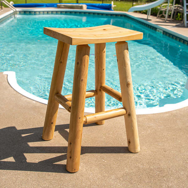 Dundalk LeisureCraft Outdoor furniture 30" Saddle Seat Bar Stool - Clear Coated - Easy Sauna World