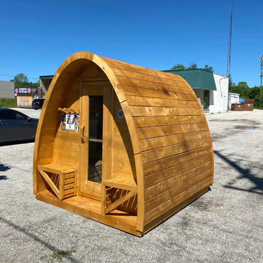 True North Large Pod Outdoor Sauna - Red Cedar, White Cedar, Pine Wood - Easy Sauna World